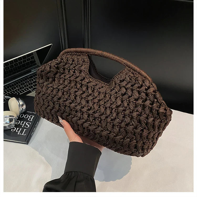 New Summer Beach Bag for Women Clutch Bag Luxury Designer Straw Bags Tote Handbag Fashion Woven Rattan Bags Female Travel Purse