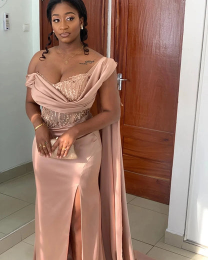 Customized Elegant Mermaid Evening dress Satin One-shoulder PROM Party Bridesmaid birthday Dress for Special occasions 2025