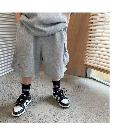 Summer Casual Boys Cotton Loose Alphabet T-shirt Tops+Short Pants Set School Kids Tracksuit Children 2-Piece Outfit Suit 2-14Yrs