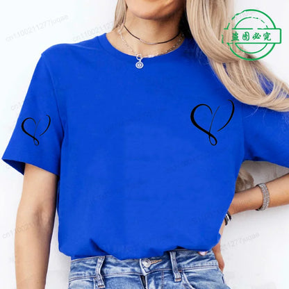 Women Love Heart Design T-Shirts Fashion Casual Short Sleeve T-shirt Heart Personalised Graphic Tshirts RED Women T Shirts Ts01