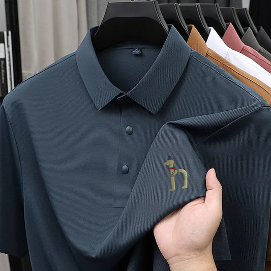 Luxury Brand Men's Polo Shirt New Lapel Print Short Sleeve T-Shirt Summer Breathable Skin Friendly Casual Business Mens Clothing