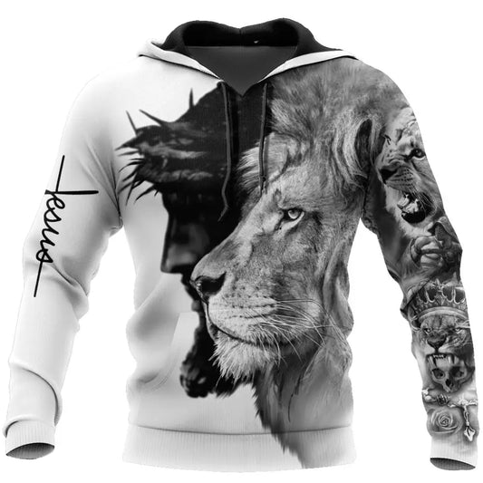 Spring and Autumn Tiger Lion Tattoo 3D Printed Men's Hoodie Unisex Harajuku Fun Hip Hop Sweatshirt Street Essential Oversized