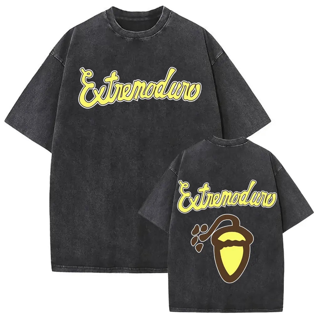 Rock Band EXTREMODURO Tour 2025 Vintage Washed T-shirt Men Women Fashion Hip Hop Street T Shirts Summer Loose Oversized T Shirt