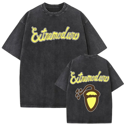 Rock Band EXTREMODURO Tour 2025 Vintage Washed T-shirt Men Women Fashion Hip Hop Street T Shirts Summer Loose Oversized T Shirt
