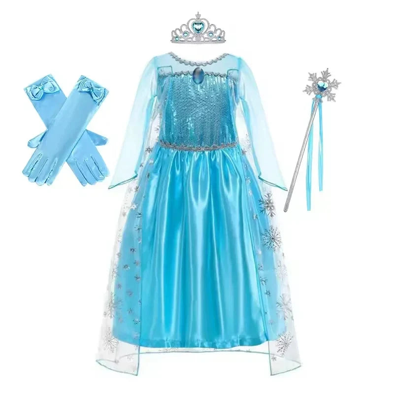 Children Dresses Girls Cospaly Snow Queen Elsa Costumes Kids Carnival Party Prom Gown Children Clothes Elsa Princess Dresses