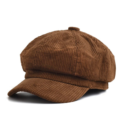 Vintage English Newsboy Cap - Women's Octagonal Beret | Baker Boy Hat for Autumn & Winter