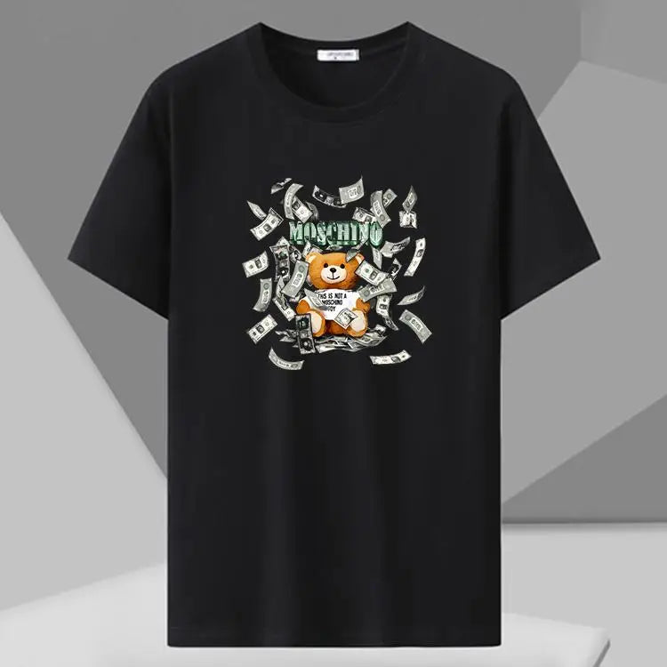 MenT Shirts Printed Tee Plus Size 110-180kg 5XL 6XL 7XL Black T-shirt Round Neck Short Sleeve Oversized Tops Big Men Clothing