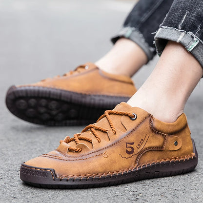 New Large-Sized 100% Cowhide Men's Boots Fashionable Casual Thick-Soled Breathable Men's Leather Shoes Outdoor Sports Chelsea