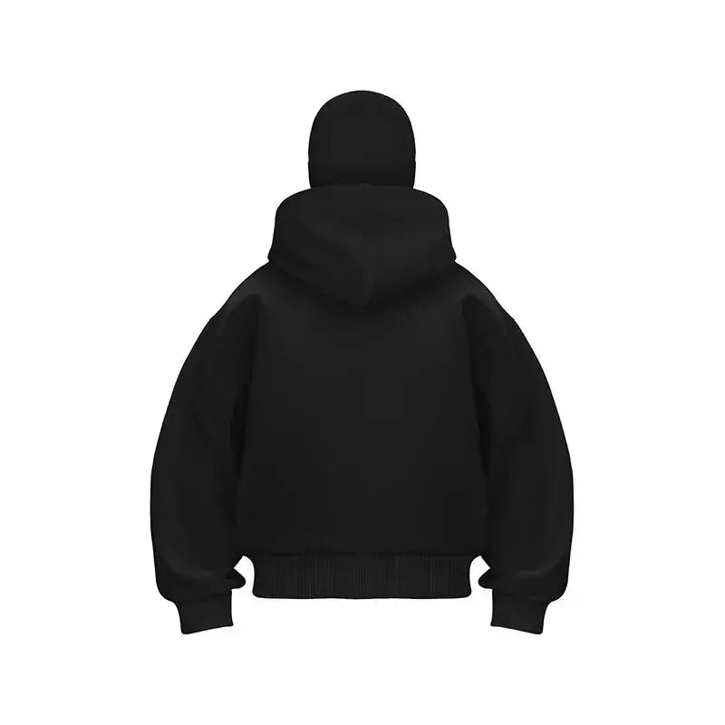 Men and women Y2K Gothic Harajuku winter new item double hooded sweatshirt men's hooded mask zipper sportswear