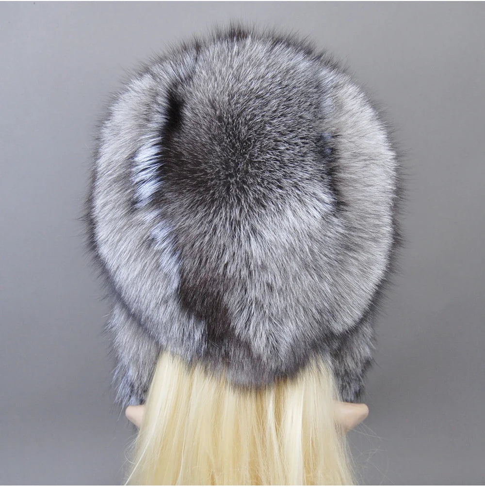 Hot Sale Lady Winter Warm Luxury 100% Natural Fox Fur Hat Fashion Fluffy Fox Fur Rex Rabbit Fur Caps Women Real Fur Bomber Hats