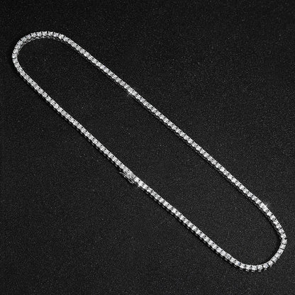 2-6.5mm Real D Color Moissanite Tennis Necklace for Women Men Sparkling Lab Diamond S925 Silver Neck Chain with GRA Jewelry Gift