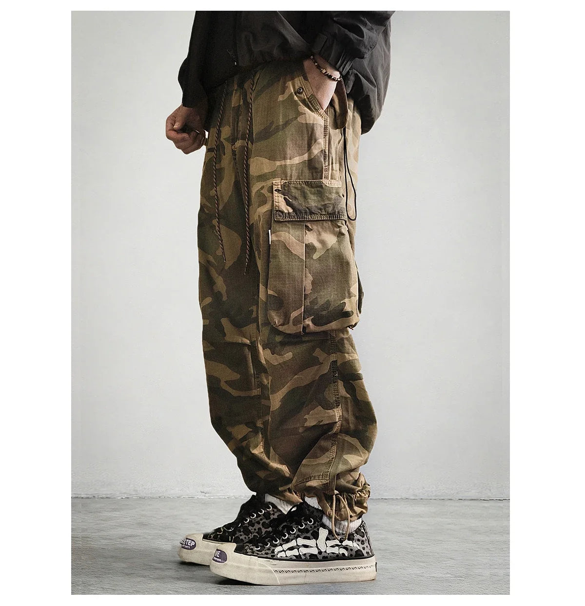 Mens American Camo Tactical Cargo Pants Outdoor Hiking High Quality Relaxed Fit Straight Leg 100% Cotton Casual Trendy Trousers