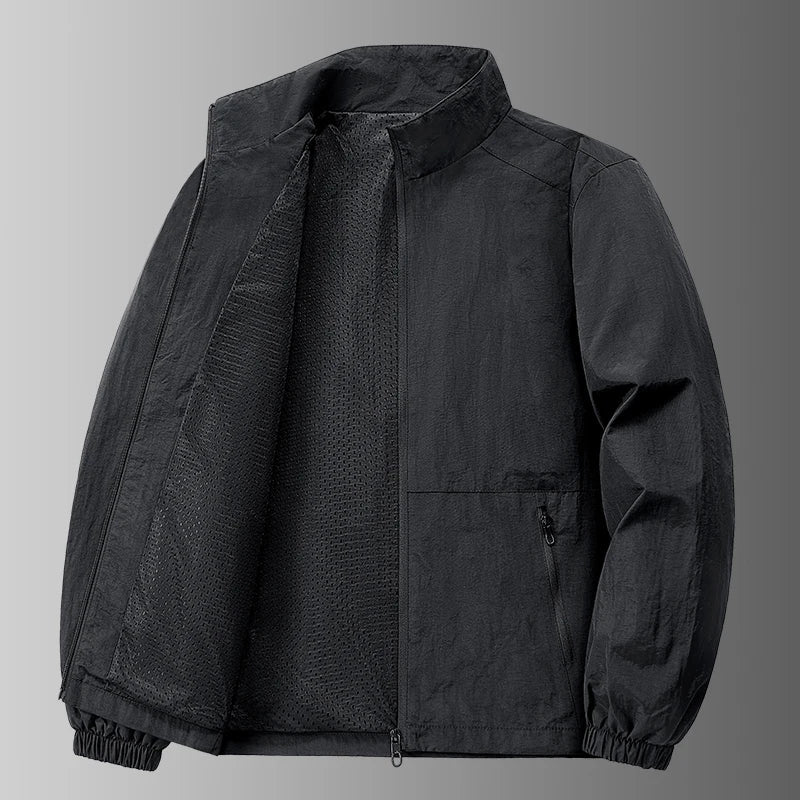 Autumn Breathable New Men's Jackets Outdoor Sports Loose Korean Casual Coat Man Stand Up Collar Classic Solid Color Windbreaker