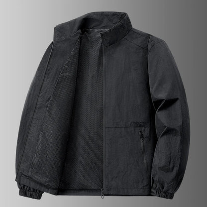 Autumn Breathable New Men's Jackets Outdoor Sports Loose Korean Casual Coat Man Stand Up Collar Classic Solid Color Windbreaker