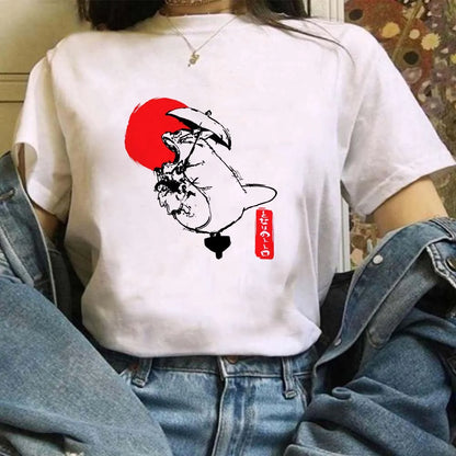 Miyazaki Hayao Kawaii T-shirt Graphic Tshirt Clothes Fashion Totoro Studio Ghibli Cute Anime T Shirt Women Harajuku
