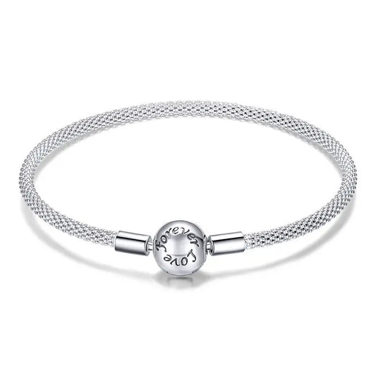 Bracelets chaîne serpent classiques amour éternel en argent sterling 925 pour femmes, perles breloques, bijoux fantaisie DIY 17CM 19CM SCB105