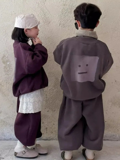 Fleece-Lined Sweatshirt Set 2025 New Children's Clothing Outdoor Clothes Boys Boys' Sets Korean Boy Outfit Top Bottom Kids Boy's