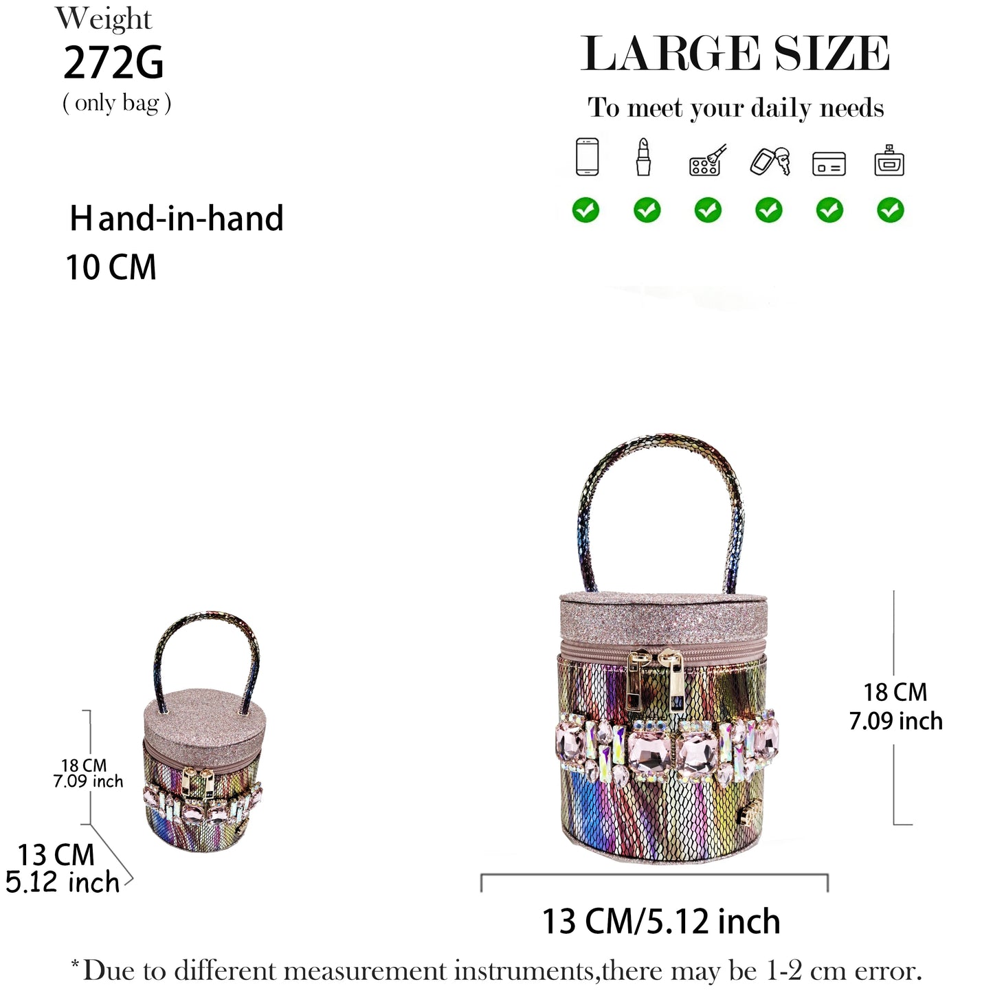 Nigerian-Inspired Rhinestone High Heels With Colourful Bucket Bag Fashionable Womens Footwear And Accessories Set