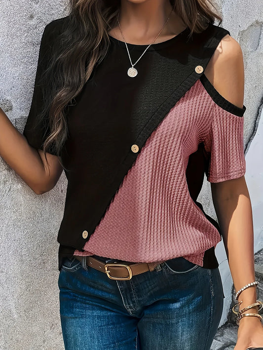 Women Plus Size Woven Spring And Summer T-shirt