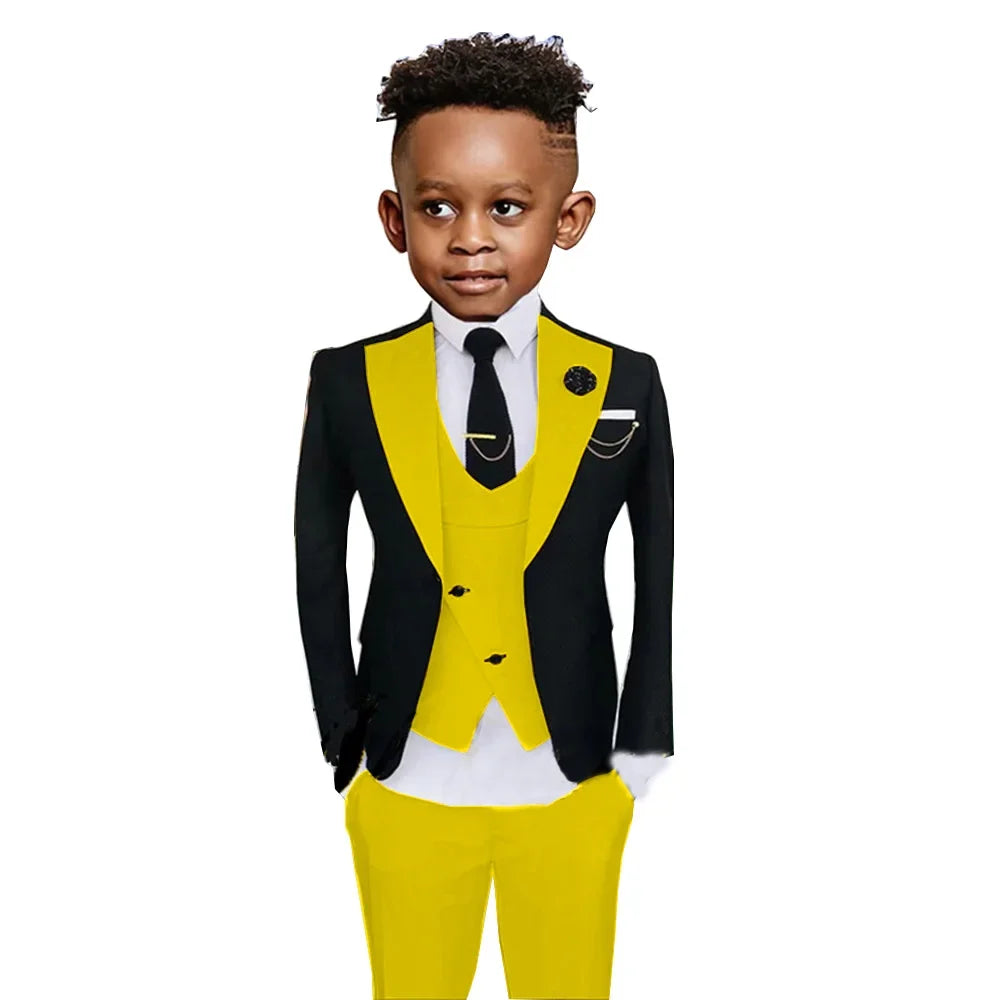 Colorful Kids Fashionable Suit Set 3 Pieces Performance Costumes High Quality Boys Suits Wedding Guest Tuxedo 2-20T