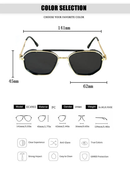 Vintage New Square Sunglass Men Fashion Steampunk Sunglasses Women 2025 Retro Glasses Gafas De Sol Hombre Lunette Soleil Femme