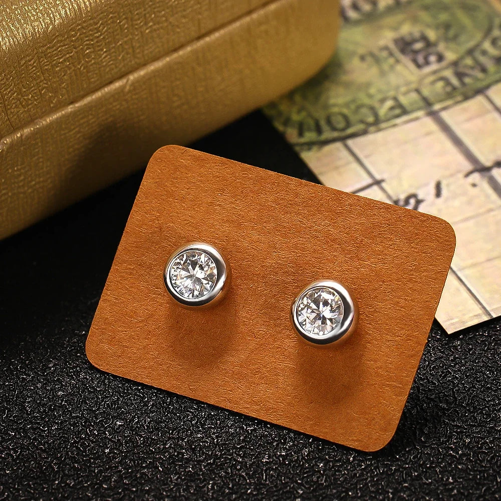 Real 0.3/0.5 Carat Round Moissanite Diamond Stud Earrings for Women S925 Sterling Silver Earring Wedding Party Fine Jewelry