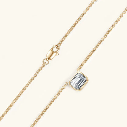 925 Sterling Silver Chains Emerald Cut Moissanite Diamond Pendant Necklace For Women cadena plata 925 original certificada