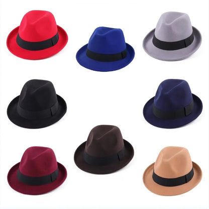British Style Classic Jazz Hats Autumn and Winter New Women's Woolen Hat Men's Felt Warm Hat Stage Performance Hat