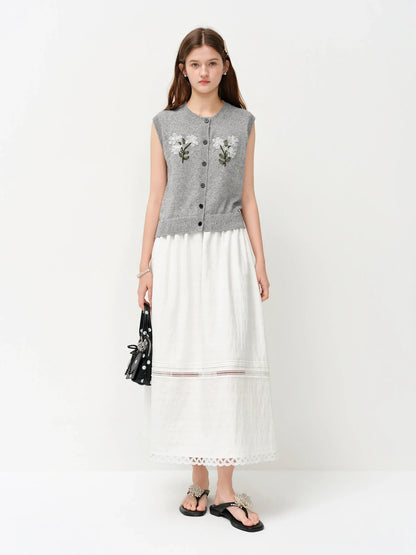 2026 Women's Linen Knit Vest Stand Collar Sleeveless Cardigan Top in Grey Layered Essential for Soft Aesthetic & Y2K Style