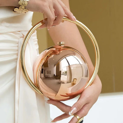 Gold Acrylic Round Ball Hand Bag For Women Handbags Silvery Evening Clutch Handbags Round Ball Purse 2025 Chic