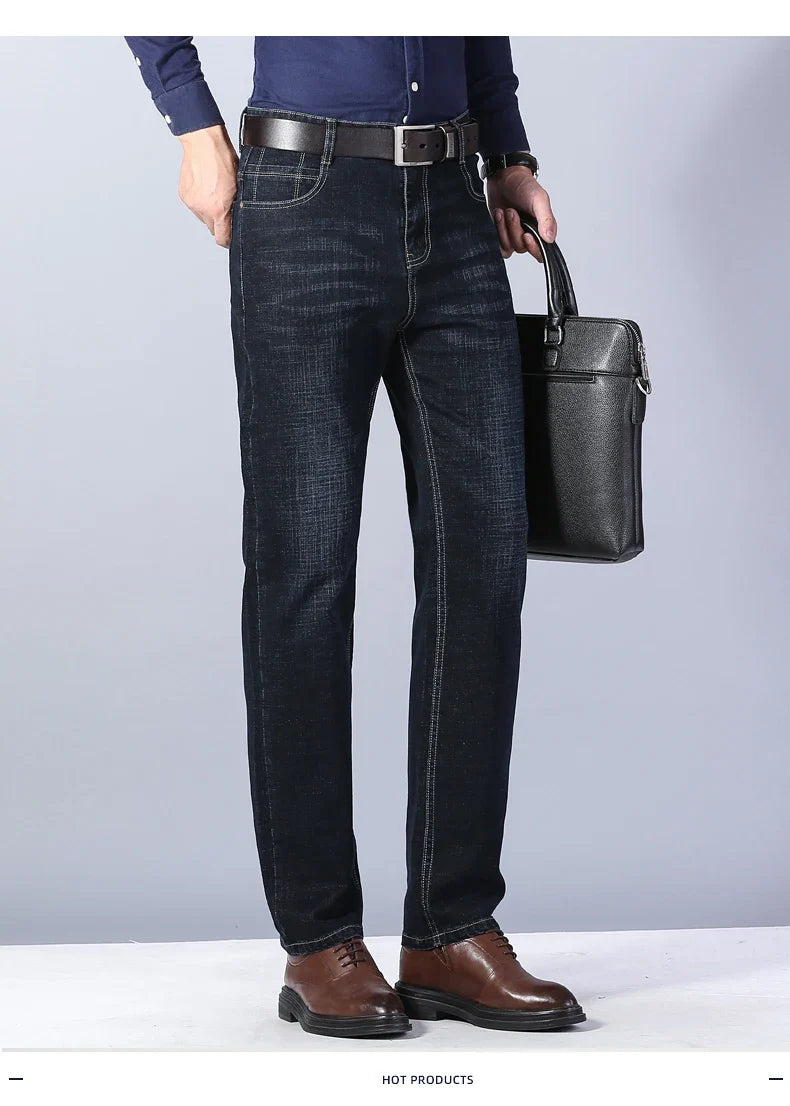 2026 Men's Slim Fashion Denim High Quality Male Pants Elastic Black Blue Leisure Jeans Brand Clothing