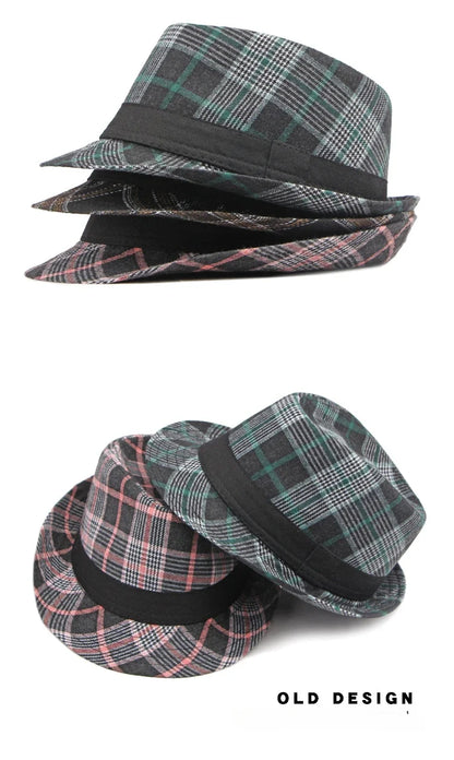 European and American Style Patterned Top Hat for Men  Sun Protection  Hat  Spring and Summer New Plaid Jazz Hat for Women