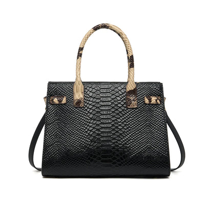 Hot Brand 100% Genuine Leather Single Shoulder Bag Business Women  Black Animal Pattern Purses High End Totes#YC350