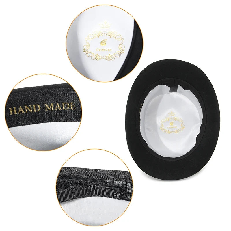 Men Women 100% Wool Felt Top Hat Gentleman Cylinder Hat Satin Lined Party Formal Fedora Costume Magician Cap