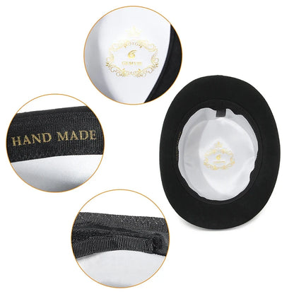 Men Women 100% Wool Felt Top Hat Gentleman Cylinder Hat Satin Lined Party Formal Fedora Costume Magician Cap