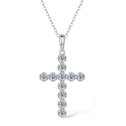 Moissanite Cross Pendant Necklace Original S925 Sterling Sliver Plated 18k White Gold Jesus Cross Necklace Jewelry For Men/Women