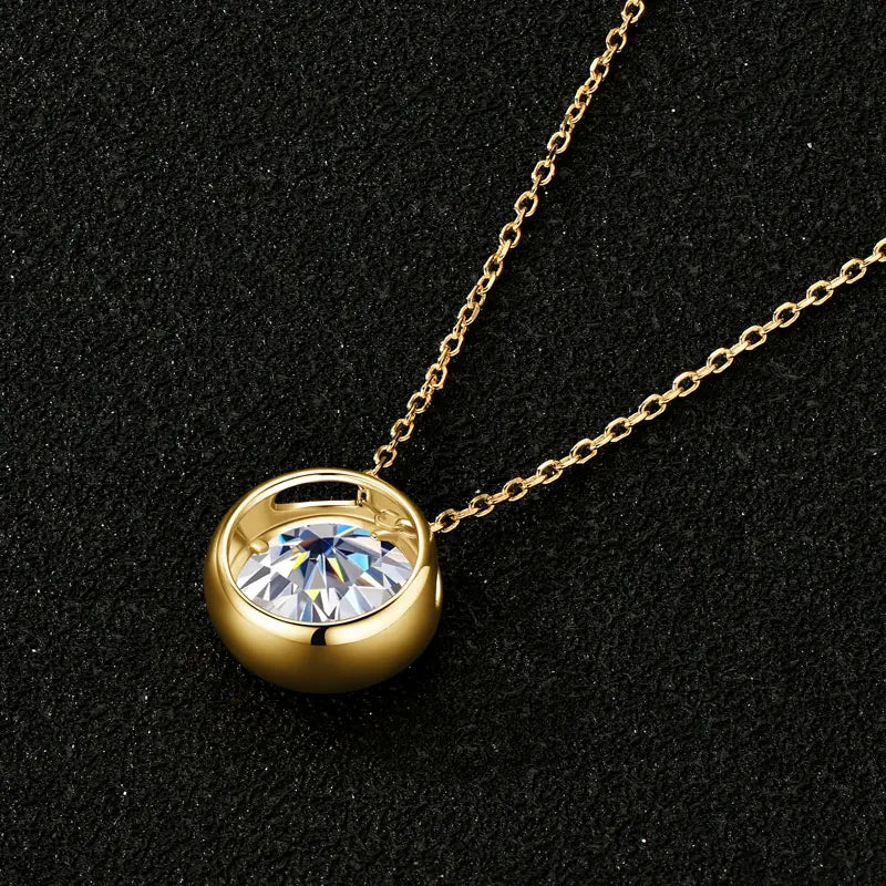 Certified Solitaire Bubble Moissanite Necklace For Women 925 Sterling Silver Chain Necklaces Jewelry Collare Mujer