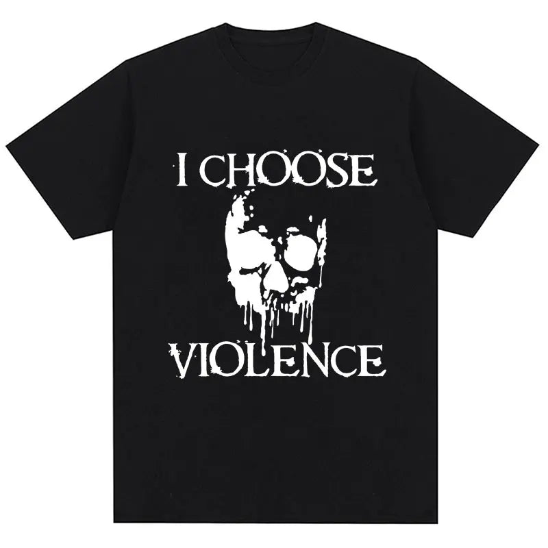 I Choose Violence T Shirt Funny Duck Humor Slogan Short Sleeve T-shirts Men Women 100% Cotton Loose Oversized T-shirt Streetwear