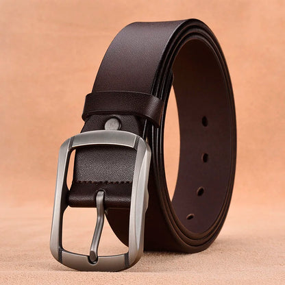 Fashionable Men's Square Alloy Pin Buckle PU Belt Suitable for Jeans Casual Pants Fashionable Men's Retro Business Belt