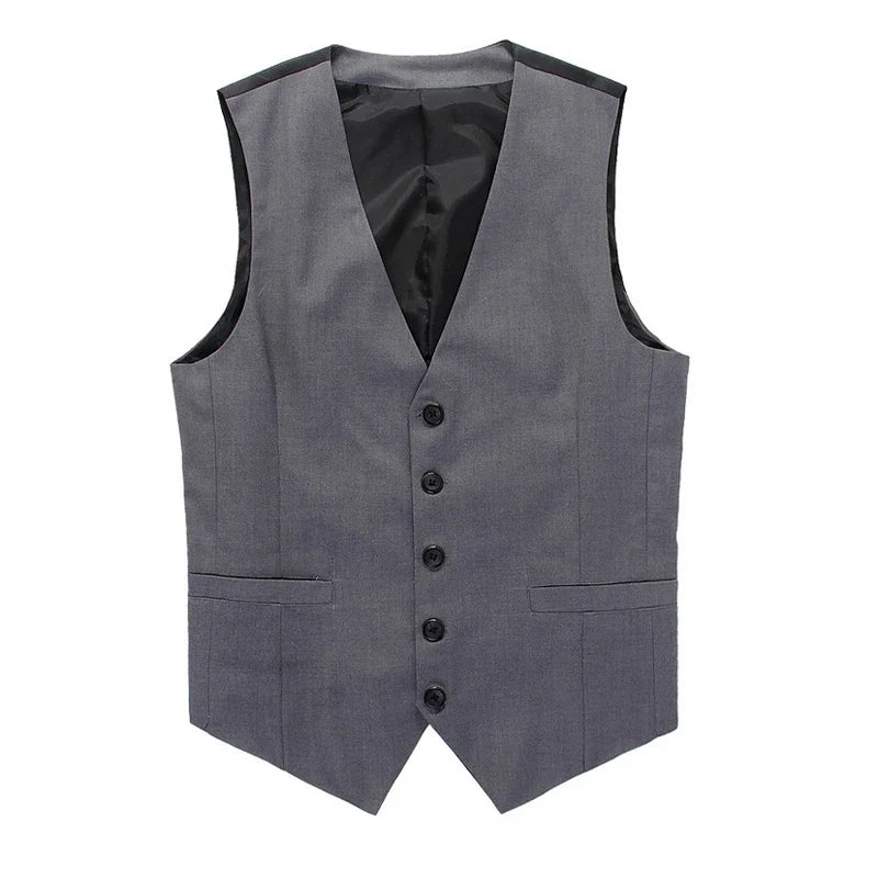 Fashion Single Breasted Suit Vests for Men Grey Black High-end Male Waistcoat Slim Fit Formal Business Casual Vest Plus Size 7XL