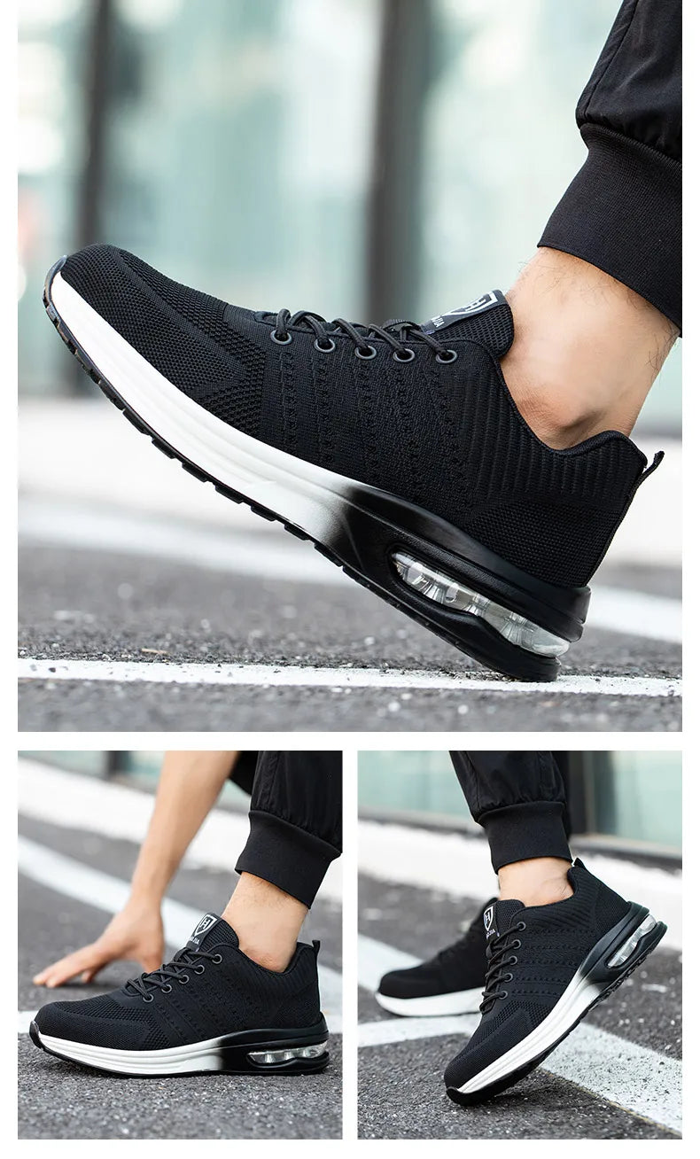 Breathable Men Work Safety Shoes Steel Toe Cap Air Cushion Working Boots Construction Indestructible Work Sneakers Men Shoes