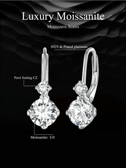 2 CTTW Moissanite Ear Buckles 925 Sterling Silver Hoop Earrings for Women Fine Jewelry Gift