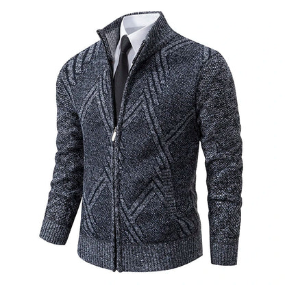 Men's Knit Cardigan Autumn Winter Sweater Coat Man Clothes Brown Blue Luxury Brand Button Fleece Lined Male Knitting Jackets
