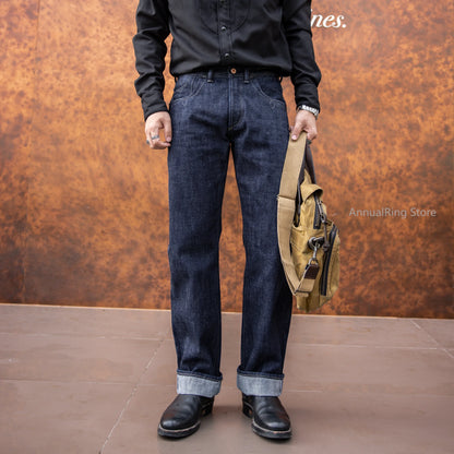 Red Tornado NOIR 18oz Indigo Selvedge Denim Jeans One-wash with Cinch-Back and Arcuate Stitching