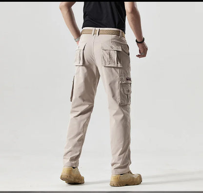 Autumn Work Pants Men Multi-pockets Cargo Trousers Casual Wear-resistant Workwear Spring Straight Pant Outdoor Hiking Trousers