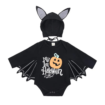 Baby's First Halloween Costume Black Bat Romper Jumpsuit Infant Boys Girls Purim Party Carnival Fancy Dress Cosplay Long Short