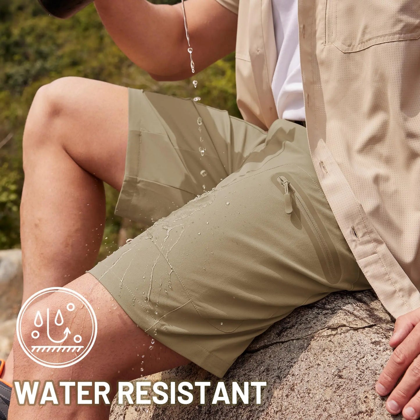 Summer Cargo Shorts Men's Quick Dry Hiking Fishing Shorts Multi-pockets Stretch Waist Casual Shorts Outdoor Male