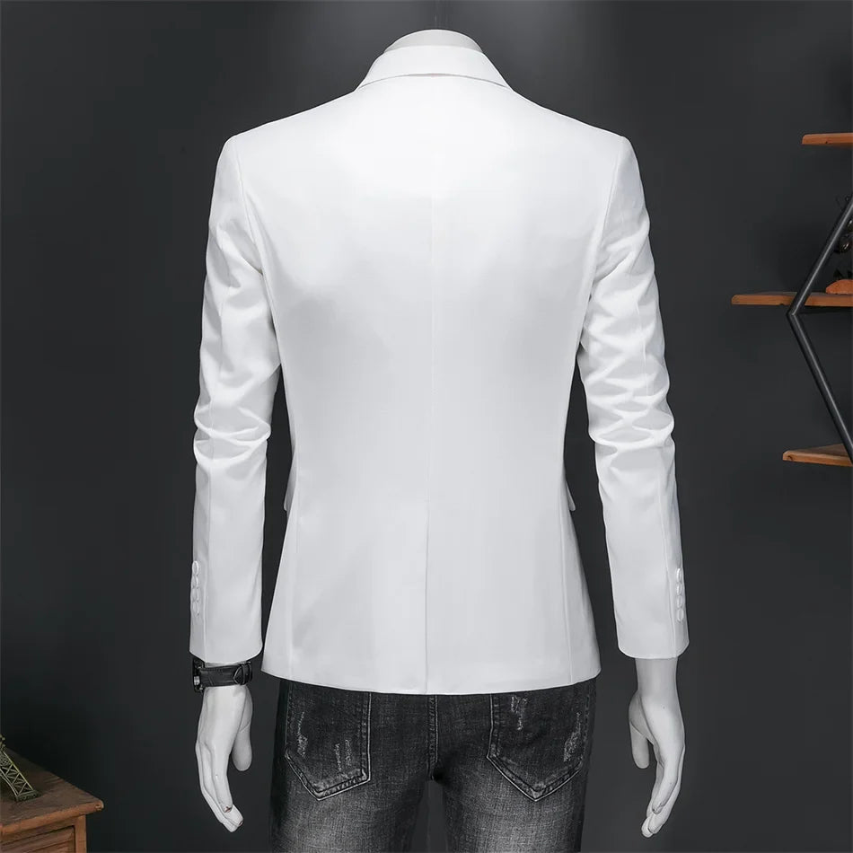 Plus Size 6XL-M Fashion Mens Solid Color Suit Jacket High Quality Business Slim Fit Casual Blazers Formal Social Wedding Tuxedo