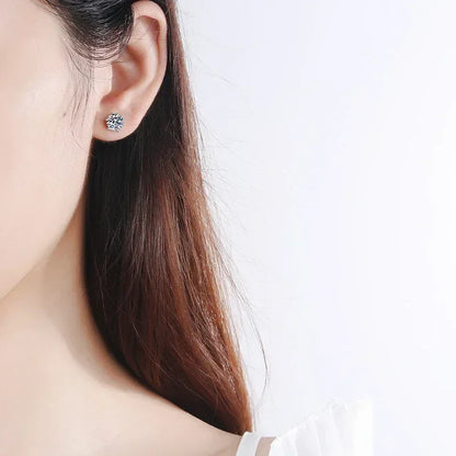 0.1-2 Carat D Color Moissanite Earrings For Women 925 Sterling Silver Ear Studs Sparkling Diamond Wedding Fine Jewelry