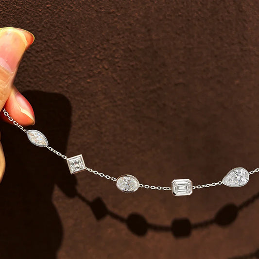 Bracelets en Moissanite multi-formes pour femmes en argent S925, chaînes de poignet certifiées avec diamants taille poire/ovale/marquise/princesse